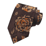 Brown Jacquard Woven 8CM Flower Necktie