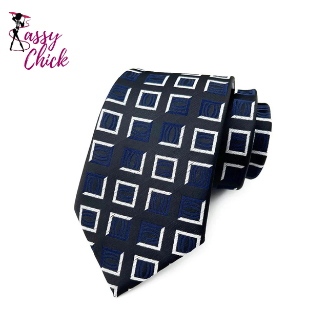 Jacquard Woven Ascot Formal 8CM Stripes Plaid & Checks Ties Sassy Chick Logo