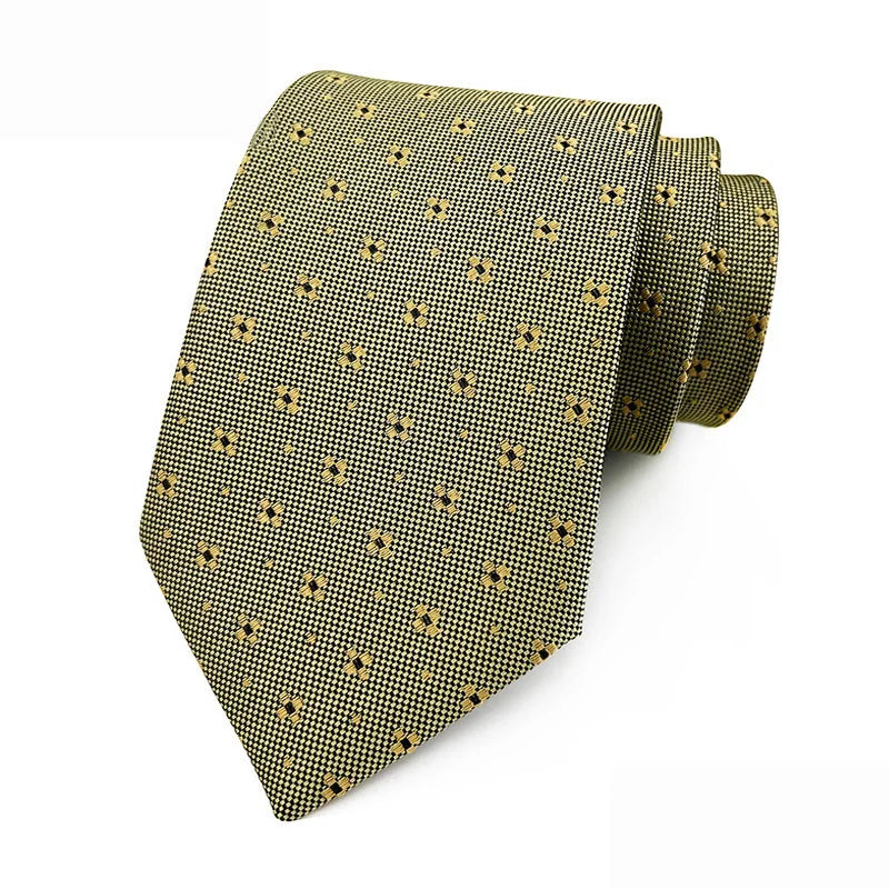 Gold Jacquard Woven Ascot Formal 8CM Stripes Plaid & Checks Ties