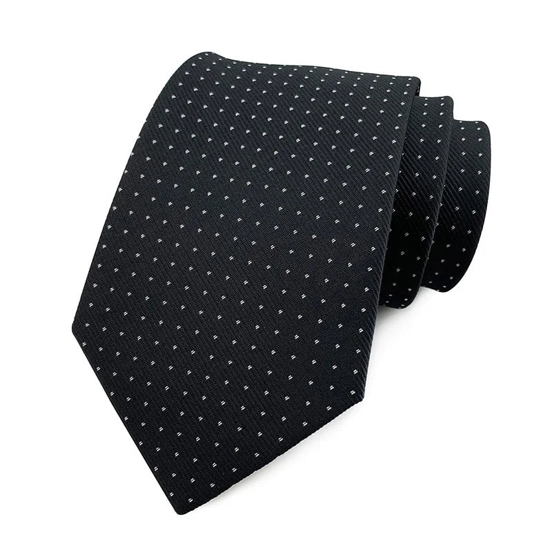 Black Jacquard Woven Ascot Formal 8CM Stripes Plaid & Checks Ties