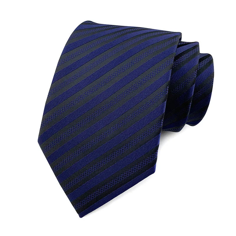 Blue Jacquard Woven Ascot Formal 8CM Stripes Plaid & Checks Ties