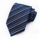 Blue White Jacquard Woven Ascot Formal 8CM Stripes Plaid & Checks Ties