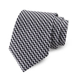 Black White Jacquard Woven Ascot Formal 8CM Stripes Plaid & Checks Ties
