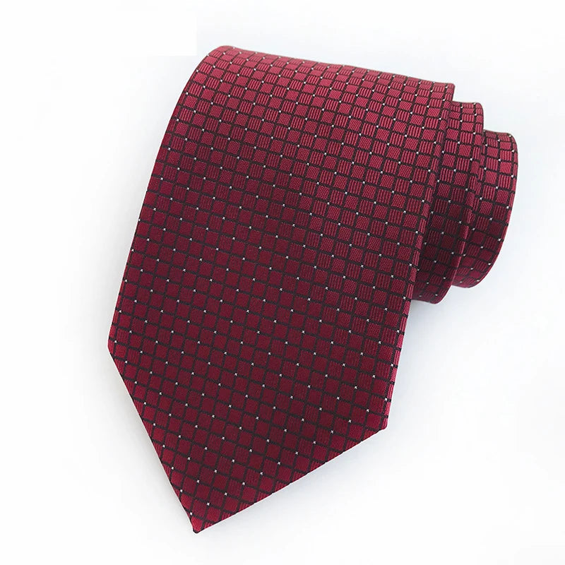 Red Jacquard Woven Ascot Formal 8CM Stripes Plaid & Checks Ties