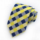 Blue Yellow Jacquard Woven Ascot Formal 8CM Stripes Plaid & Checks Ties
