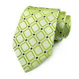 Green Jacquard Woven Ascot Formal 8CM Stripes Plaid & Checks Ties
