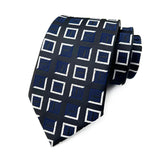 Blue White Jacquard Woven Ascot Formal 8CM Stripes Plaid & Checks Ties