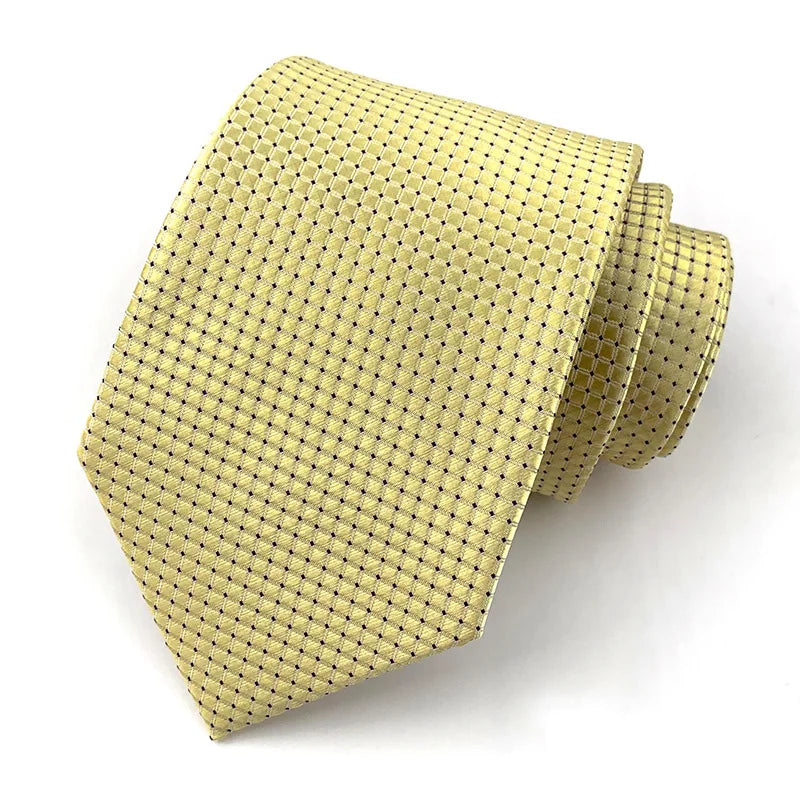 Gold Jacquard Woven Ascot Formal 8CM Stripes Plaid & Checks Ties