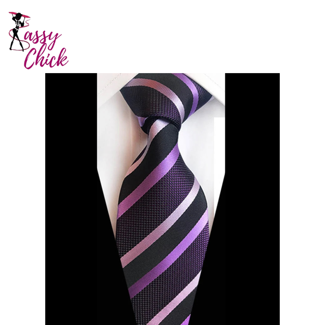 Jacquard Woven Luxury 8CM Necktie Stripes Sassy Chick Logo
