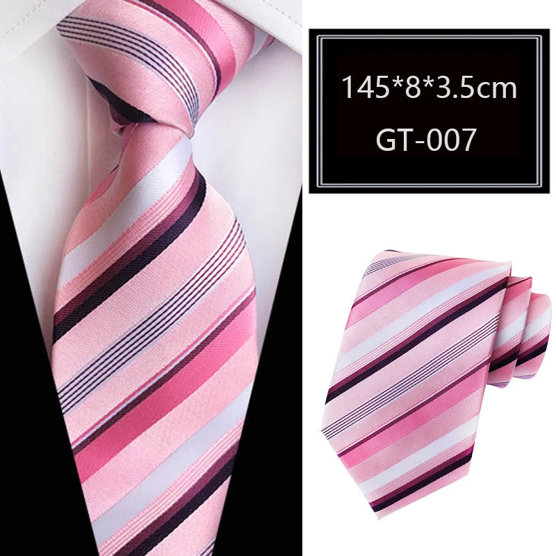 Pink Jacquard Woven Luxury 8CM Necktie Stripes