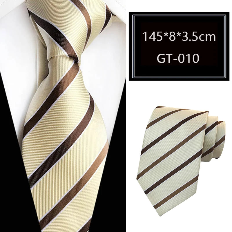 Beige Jacquard Woven Luxury 8CM Necktie Stripes