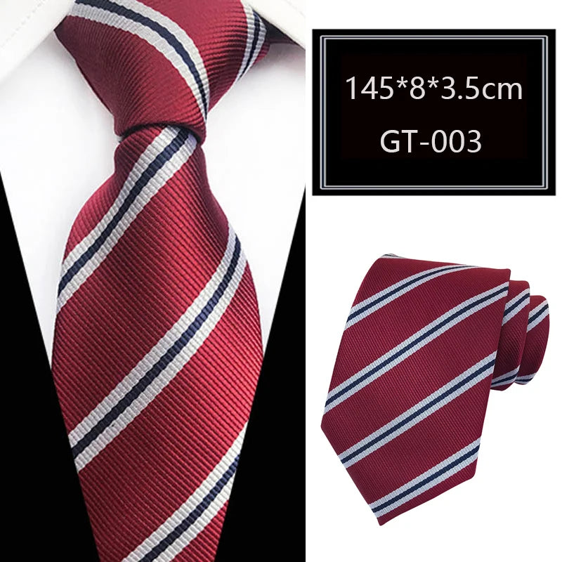 Red Jacquard Woven Luxury 8CM Necktie Stripes