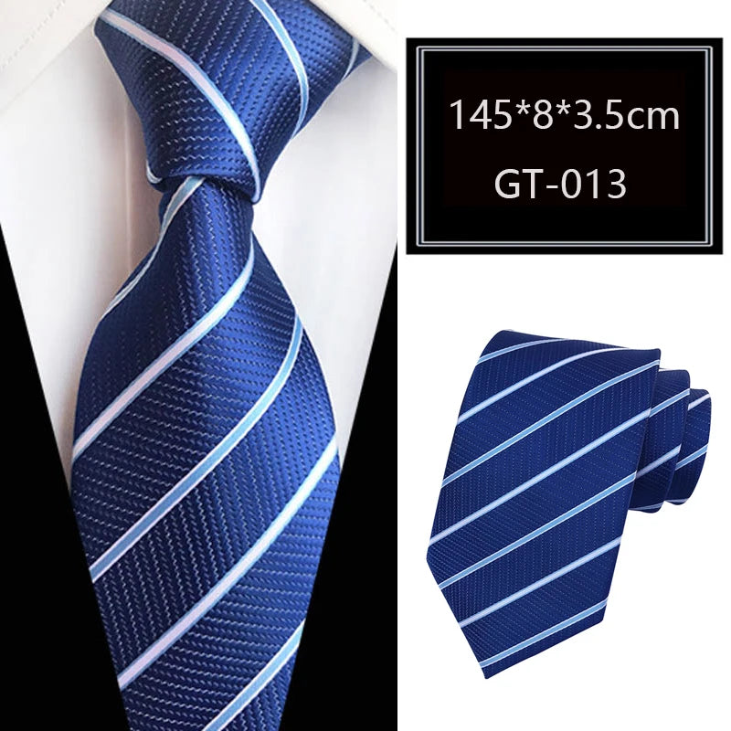Blue Jacquard Woven Luxury 8CM Necktie Stripes