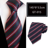 Black Red Jacquard Woven Luxury 8CM Necktie Stripes