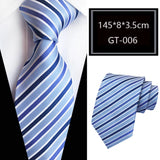 Blue Jacquard Woven Luxury 8CM Necktie Stripes
