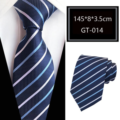 Blue Jacquard Woven Luxury 8CM Necktie Stripes