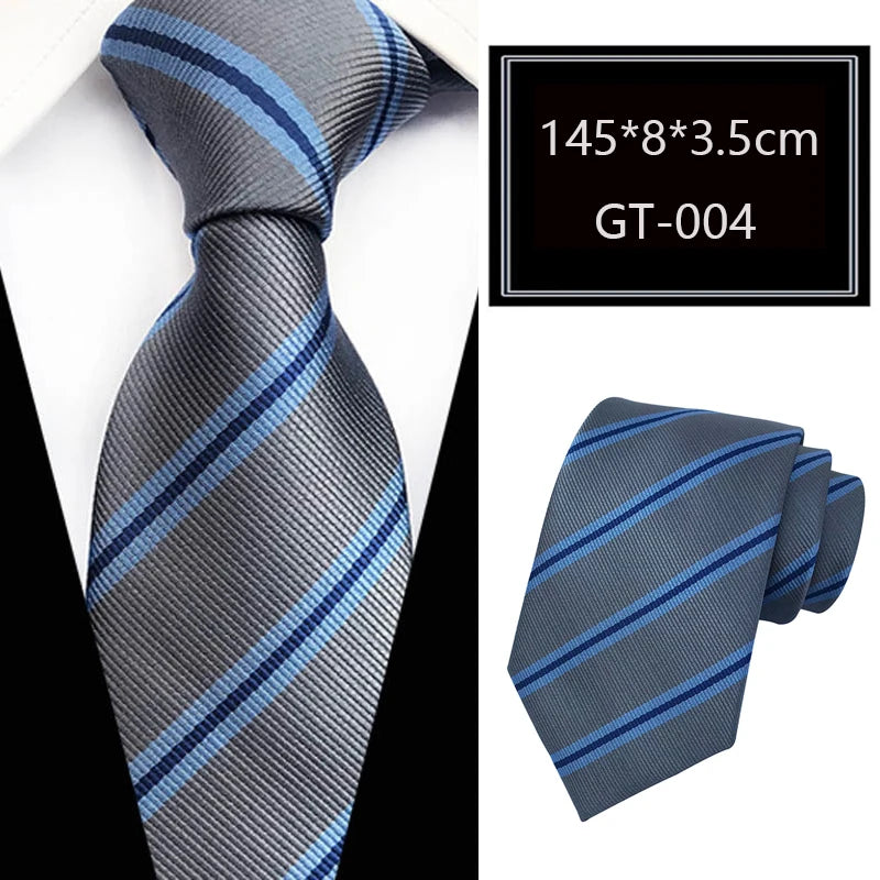 Gray Jacquard Woven Luxury 8CM Necktie Stripes