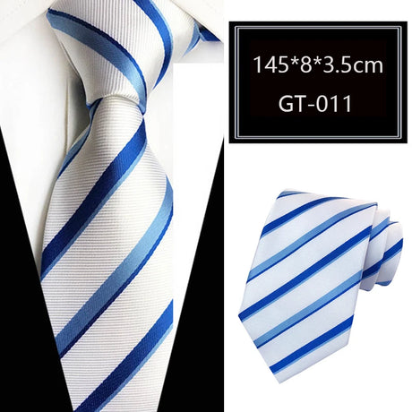 White Jacquard Woven Luxury 8CM Necktie Stripes