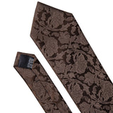 brown flower pattern necktie set