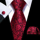 red flower pattern necktie set