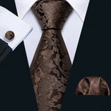 brown flower pattern necktie