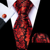 black orange flower pattern necktie set