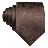 brown flower pattern necktie set