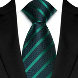 Green Jacquard Woven Striped 8cm Necktie
