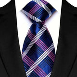 Blue Purple Jacquard Woven Striped 8cm Necktie