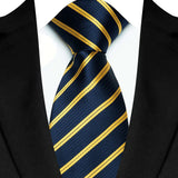 Black Yellow Jacquard Woven Striped 8cm Necktie