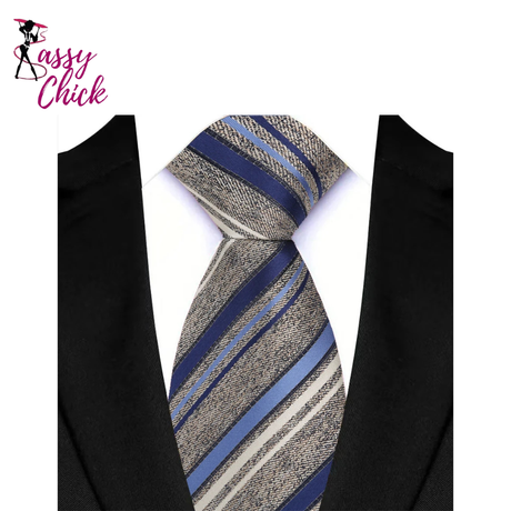 Jacquard Woven Stripes Paisley 8cm Necktie Daily Wear Cravat Sassy Chick Logo