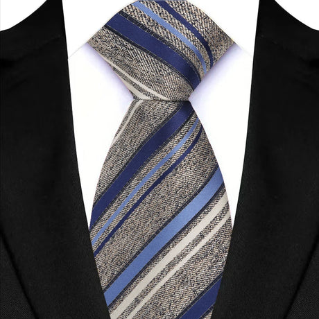 Gray Jacquard Woven Stripes Paisley 8cm Necktie Daily Wear Cravat