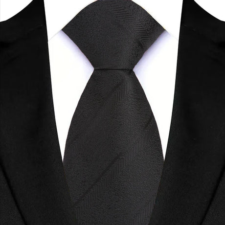 Black Jacquard Woven Stripes Paisley 8cm Necktie Daily Wear Cravat