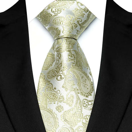 Green Jacquard Woven Stripes Paisley 8cm Necktie Daily Wear Cravat