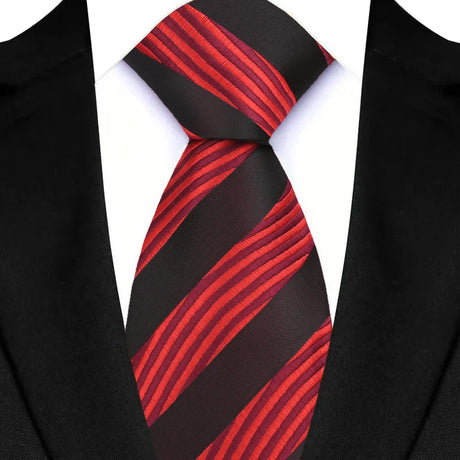 Red Brown Jacquard Woven Stripes Paisley 8cm Necktie Daily Wear Cravat