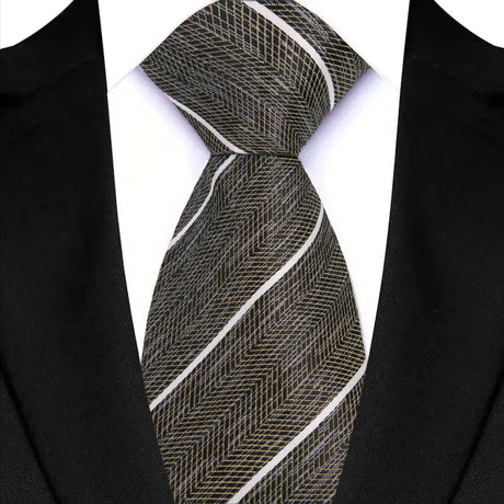 Gray Jacquard Woven Stripes Paisley 8cm Necktie Daily Wear Cravat