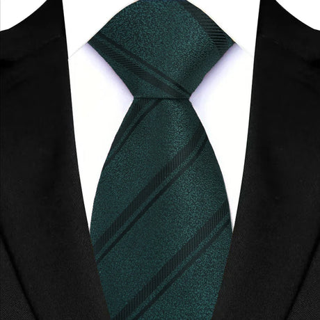 Green Jacquard Woven Stripes Paisley 8cm Necktie Daily Wear Cravat