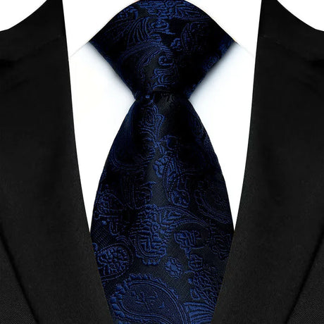 Blue Jacquard Woven Stripes Paisley 8cm Necktie Daily Wear Cravat