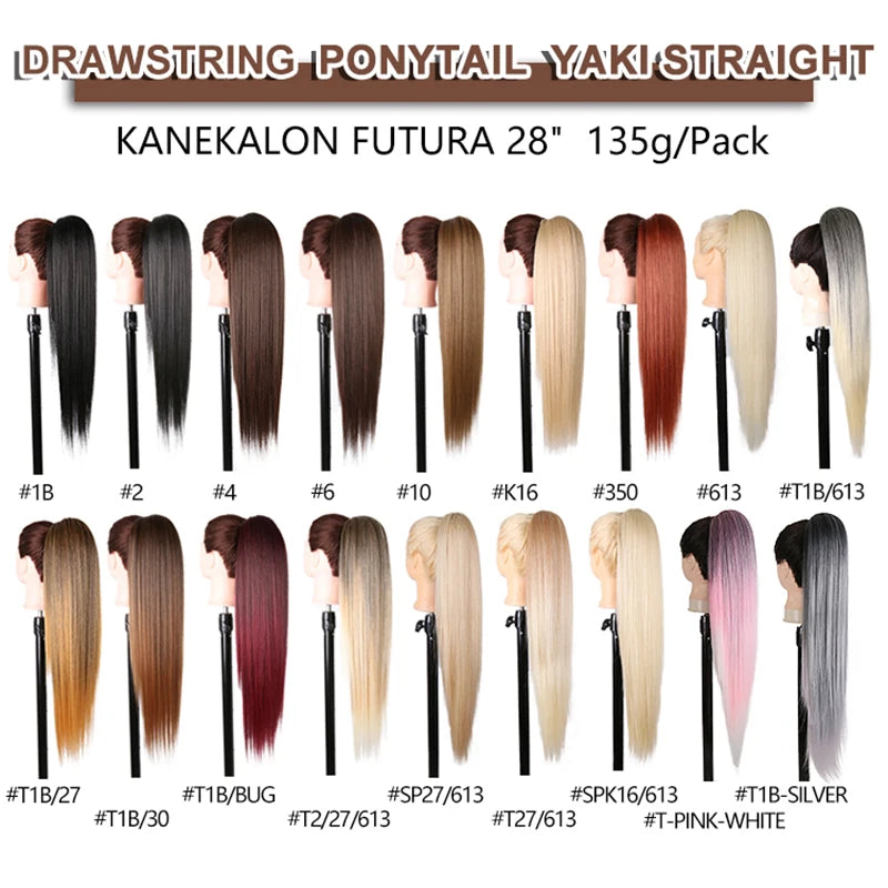 Kanekalon Drawstring Ponytails Synthetic Hair Extensions