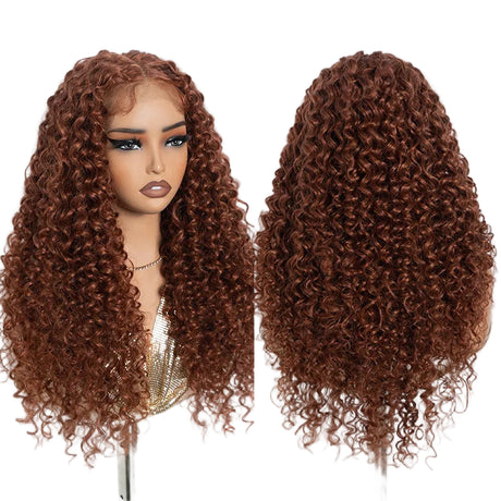 Brown Kinky Curly 30 inch Synthetic Lace Front Wigs