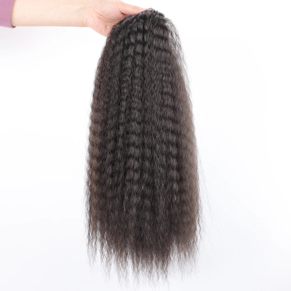 Black Kinky Curly Ponytail Elastic Synthetic Hair Extension
