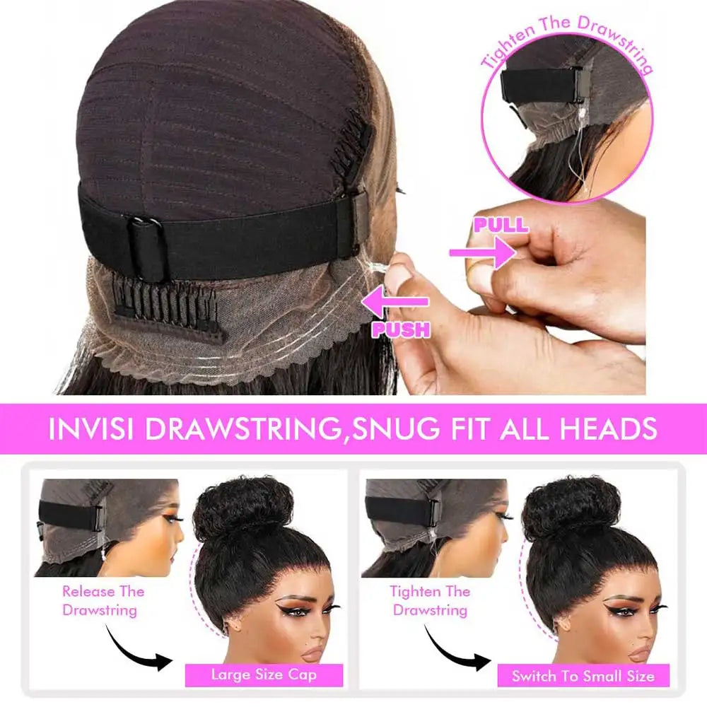 Kinky Straight 360 Full HD Lace Glueless Human Hair Wig