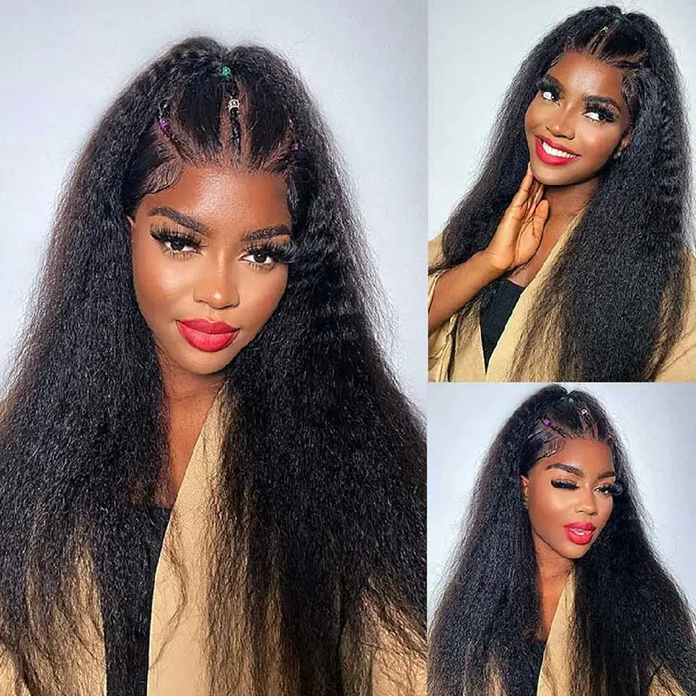 Kinky Straight 360 Full HD Lace Glueless Human Hair Wig