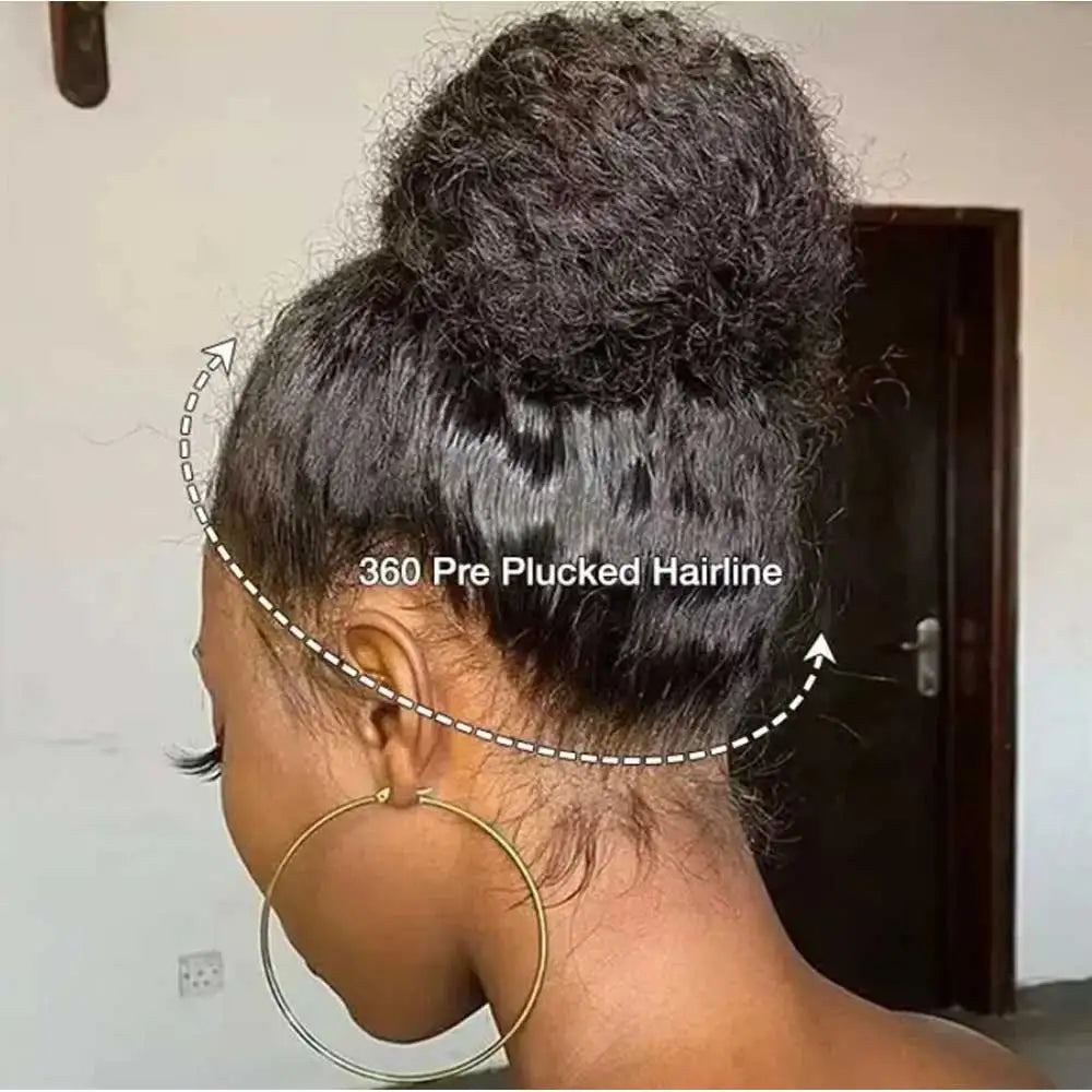 Size of Kinky Straight 360 Full HD Lace Glueless Human Hair Wig