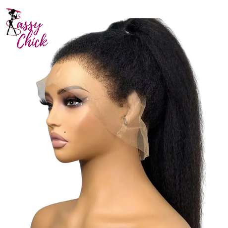 Kinky Straight 360 HD Lace Straight Human Hair Wigs Sassy Chick Logo