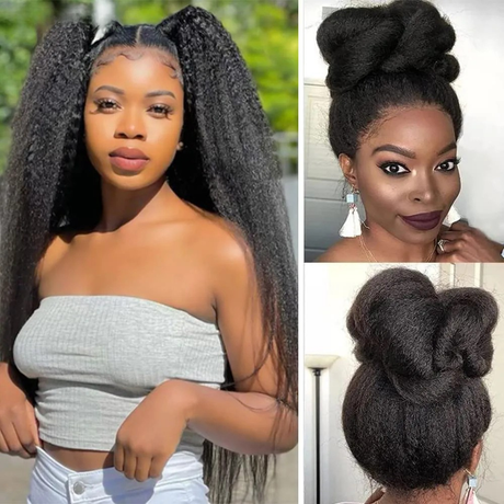 Kinky Straight 360 HD Lace Straight Human Hair Wigs 