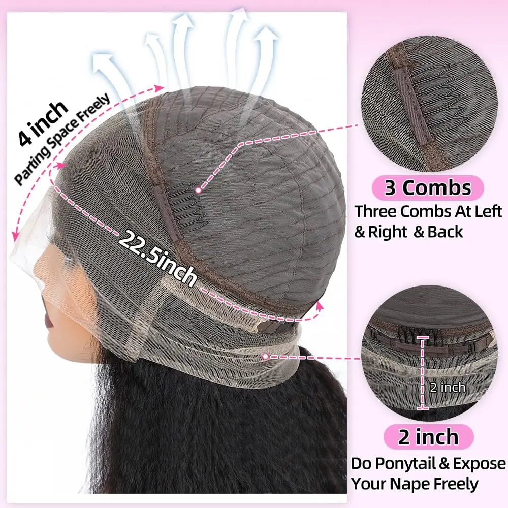 Kinky Straight 360 HD Lace Straight Human Hair Wigs