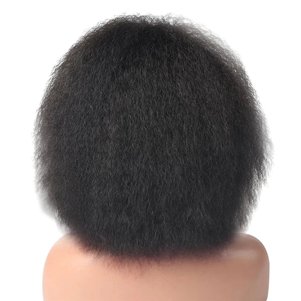 Black Kinky Straight 6Inch Short Synthetic Wigs