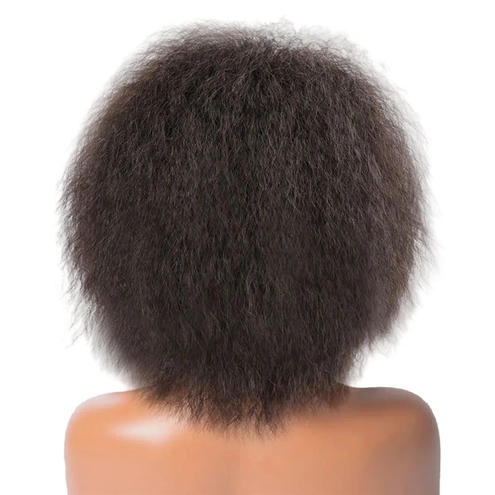 Brown Kinky Straight 6Inch Short Synthetic Wigs