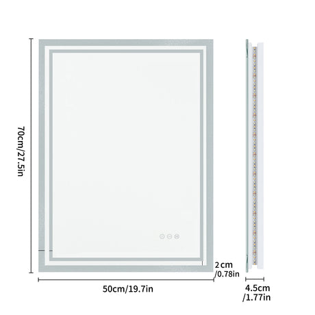 LED backlit bathroom vanity mirror with anti-fog, touch button, and dimmable lights